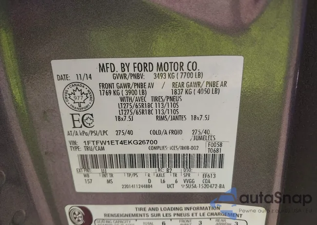 1FTFW1ET4EKG26700: 42458476