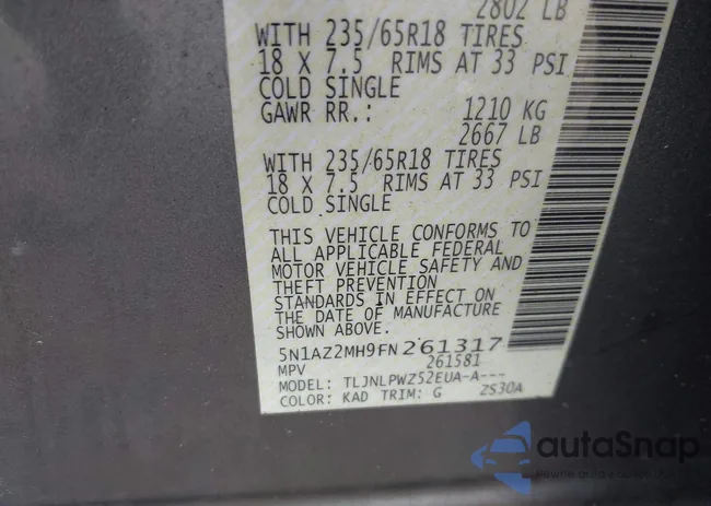 5N1AZ2MH9FN261317: 42458538