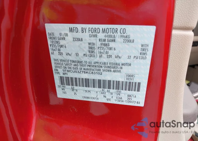 1FMCU03Z78KC83102: 42458551