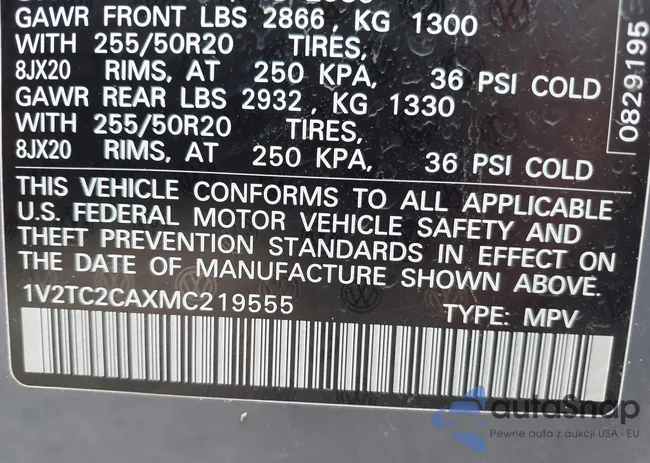 1V2TC2CAXMC219555: 42458707