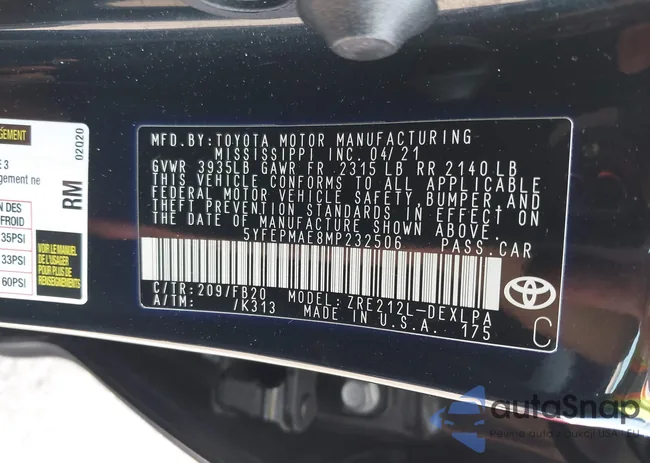 5YFEPMAE8MP232506: 42460012