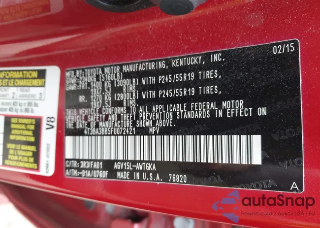 4T3BA3BB5FU072421: 42460281