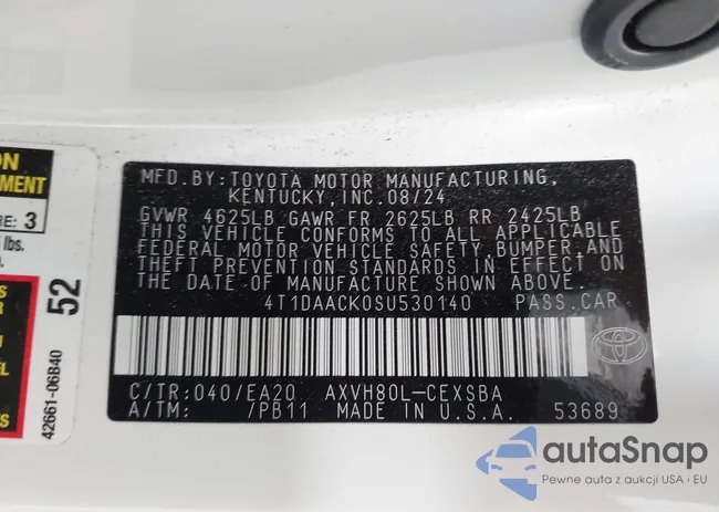 4T1DAACK0SU530140: 42460309