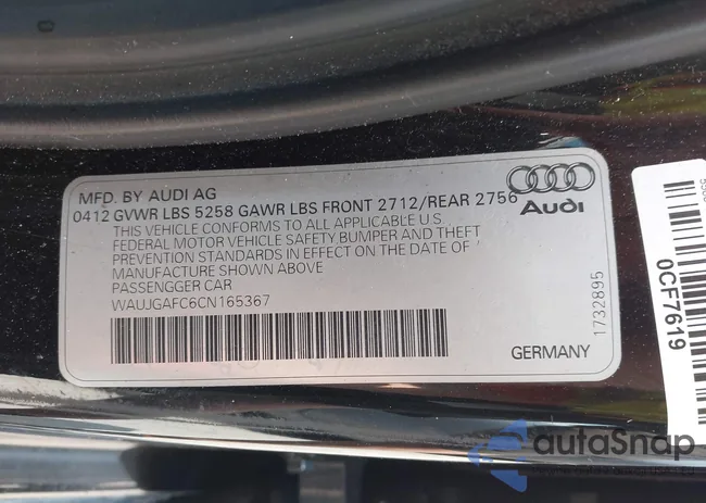 WAUJGAFC6CN165367: 42459387