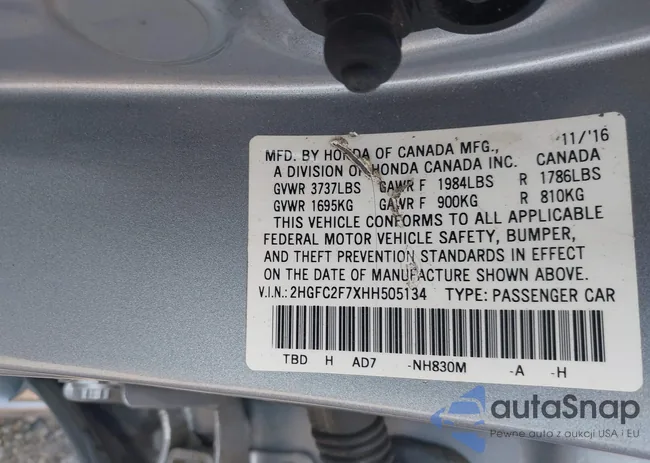 2HGFC2F7XHH505134: 42459534