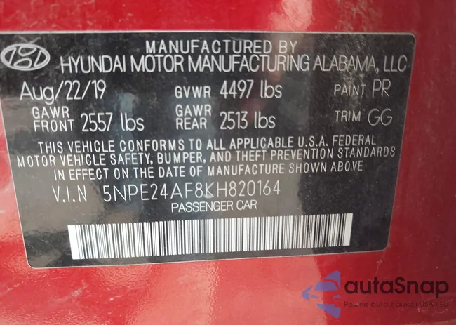 5NPE24AF8KH820164: 42459705