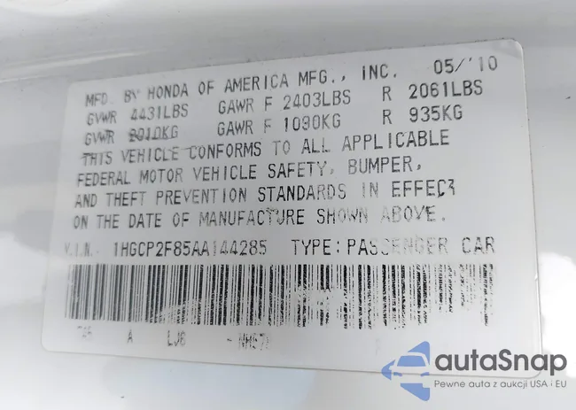 1HGCP2F85AA144285: 42460754