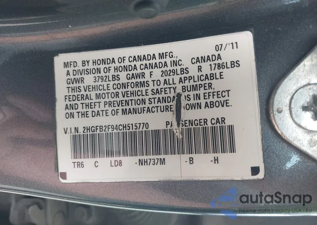 2HGFB2F94CH515770: 42460850