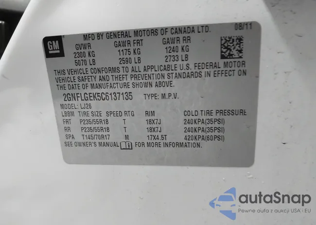 2GNFLGEK5C6137135: 42461234