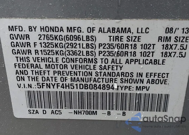 5FNYF4H51DB084894: 42461299