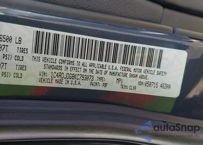 1C4RDJDG8KC793073: 42460471