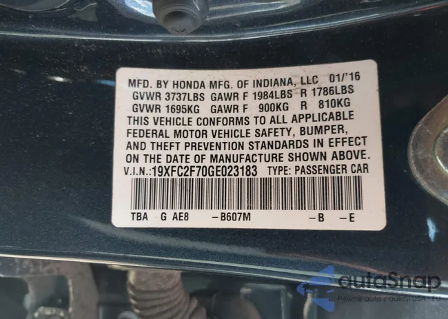 19XFC2F70GE023183: 42460705