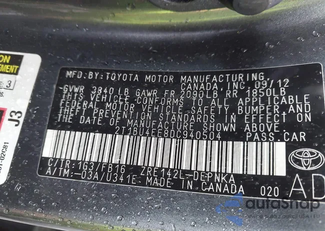 2T1BU4EE8DC940504: 42461760