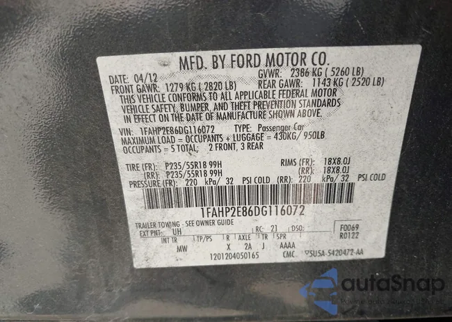 1FAHP2E86DG116072: 42461764