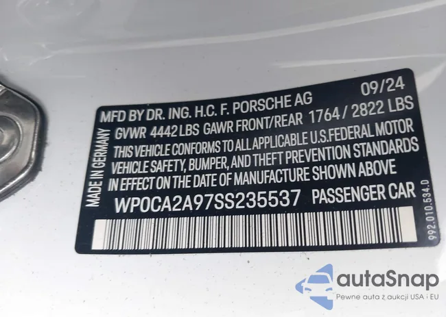 WP0CA2A97SS235537: 42461841