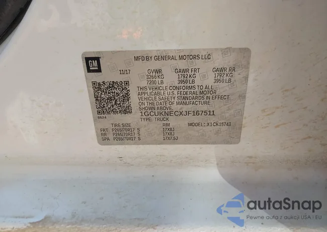 1GCUKNECXJF167511: 42462031