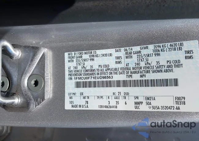 1FMCU0F71EUD98563: 42461381