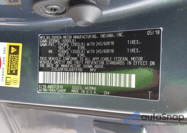 5TDJZRFHXJS879100: 42461433