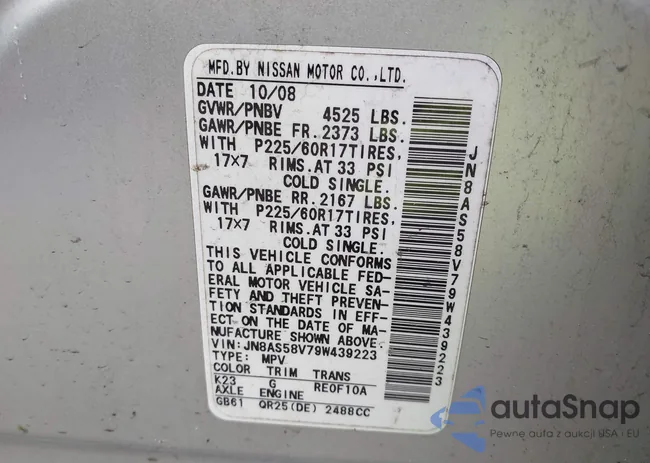 JN8AS58V79W439223: 42461460