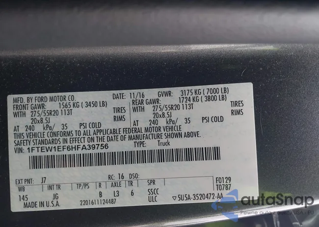 1FTEW1EF6HFA39756: 42461564