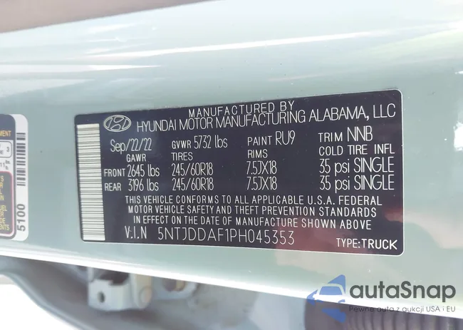 5NTJDDAF1PH045353: 42461579