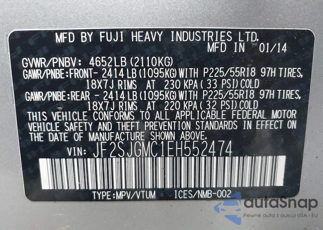 JF2SJGMC1EH552474: 42461663