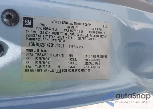 1GNDU23147D170491: 42461681