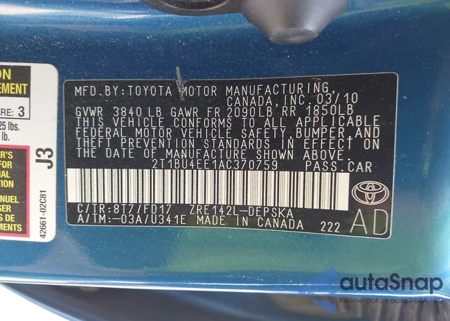 2T1BU4EE1AC370759: 42462775