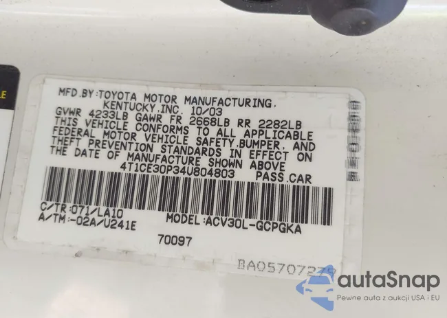 4T1CE30P34U804803: 42462922