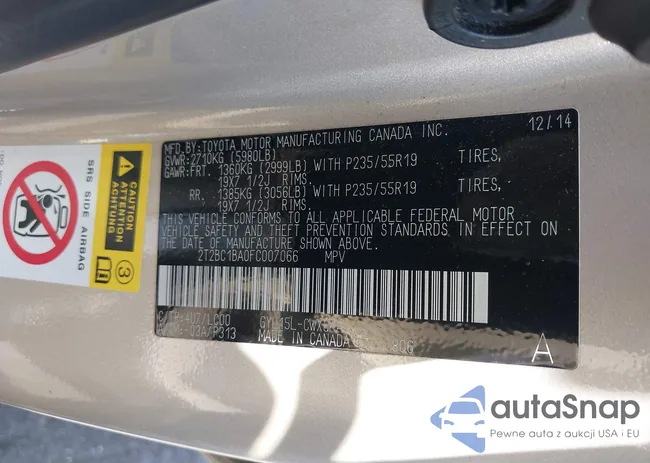 2T2BC1BA0FC007066: 42462987