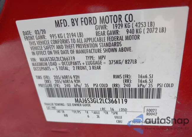 MAJ6S3GL2LC366119: 42463072