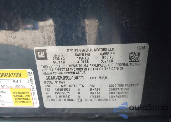 5GAKVCKD9GJ190771: 42463129