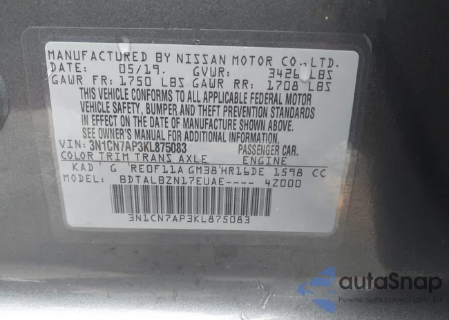 3N1CN7AP3KL875083: 42463274