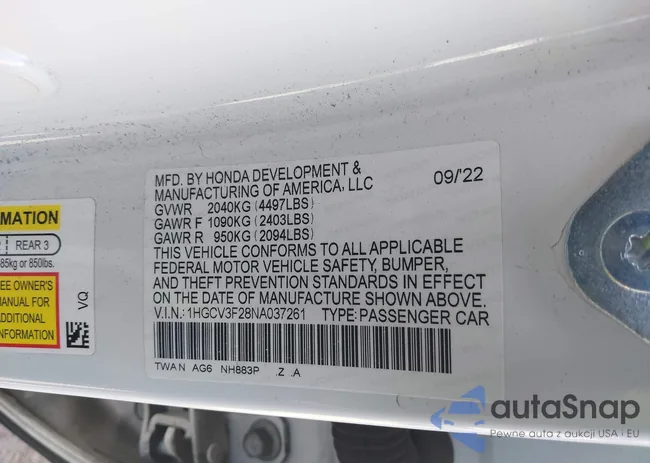 1HGCV3F28NA037261: 42462451