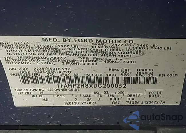 1FAHP2H8XDG200052: 42463730