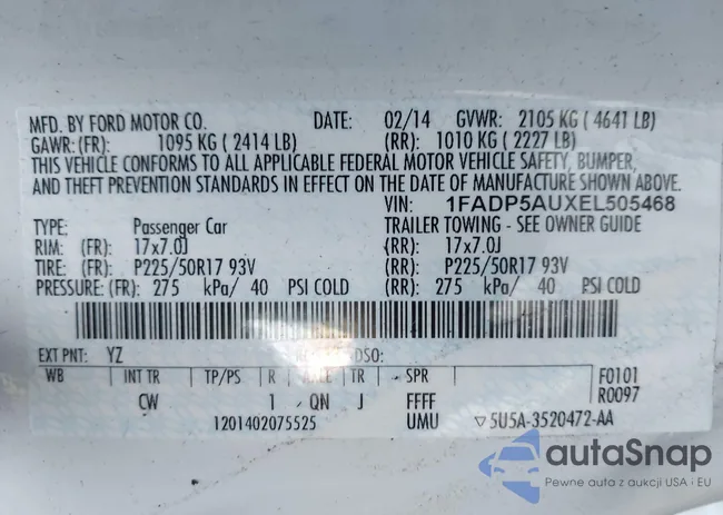 1FADP5AUXEL505468: 42463858