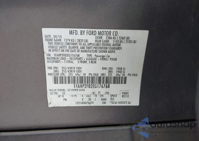 1FAHP2F82EG176768: 42463868