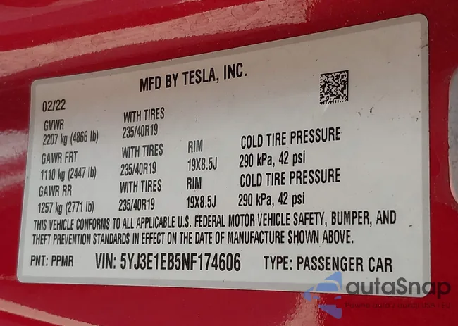 5YJ3E1EB5NF174606: 42463894