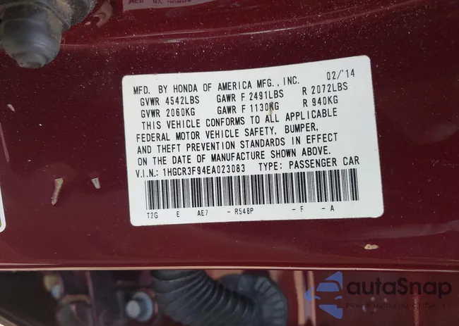 1HGCR3F94EA023083: 42463989