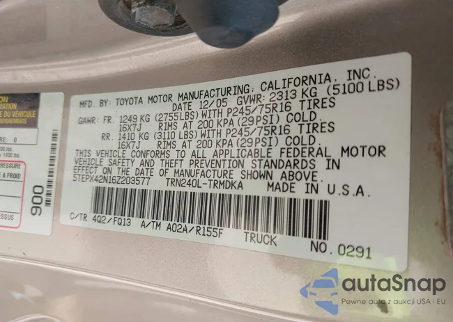 5TEPX42N16Z203577: 42464034