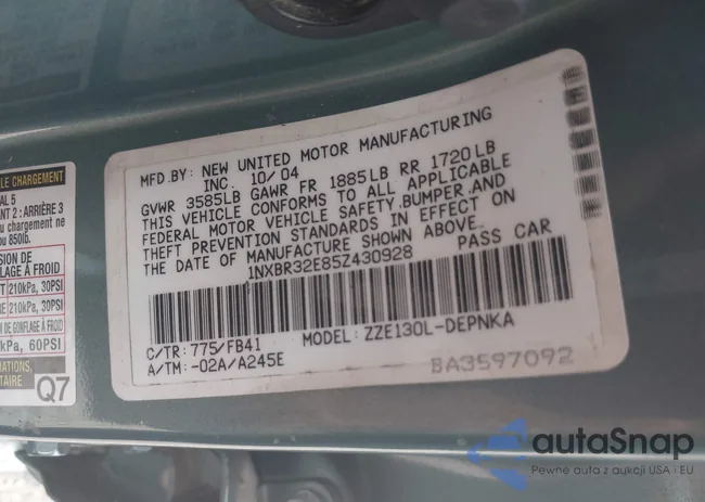 1NXBR32E85Z430928: 42464069