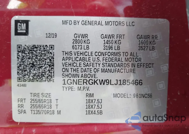 1GNERGKW9LJ185466: 42464071