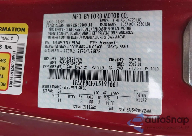 1FA6P8CF7L5191661: 42464094