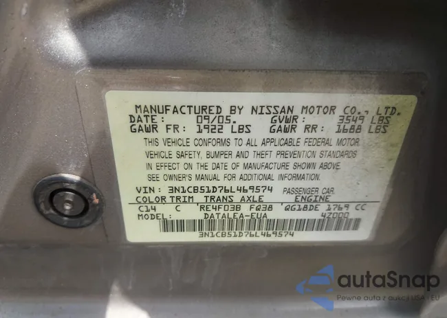 3N1CB51D76L469574: 42464292