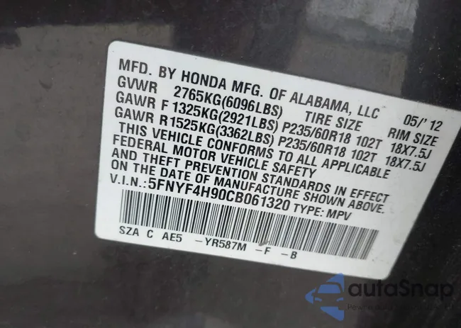 5FNYF4H90CB061320: 42463360