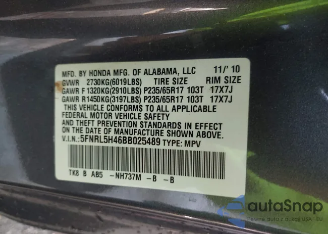 5FNRL5H46BB025489: 42463406