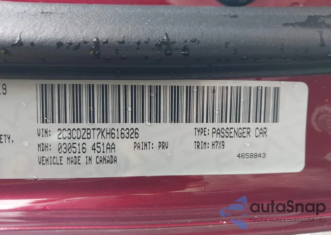 2C3CDZBT7KH616326: 42463483