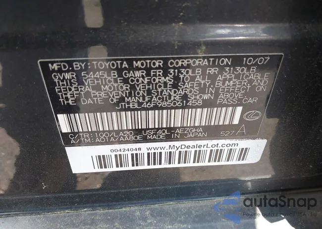 JTHBL46F985061458: 42463544