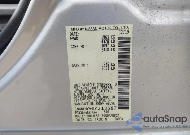 1N4BL4CV4LC213587: 42463576