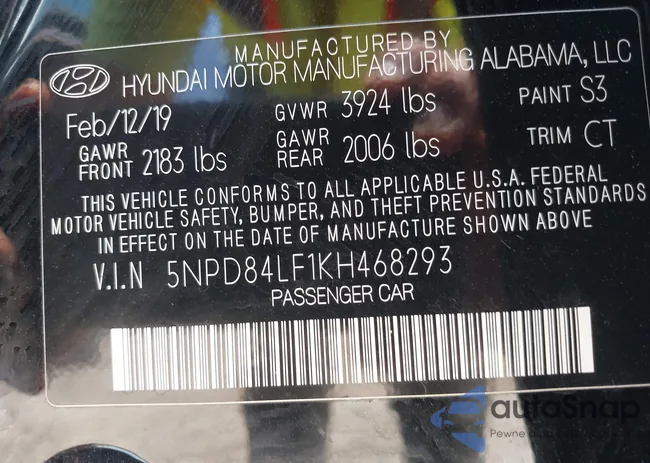 5NPD84LF1KH468293: 42463588